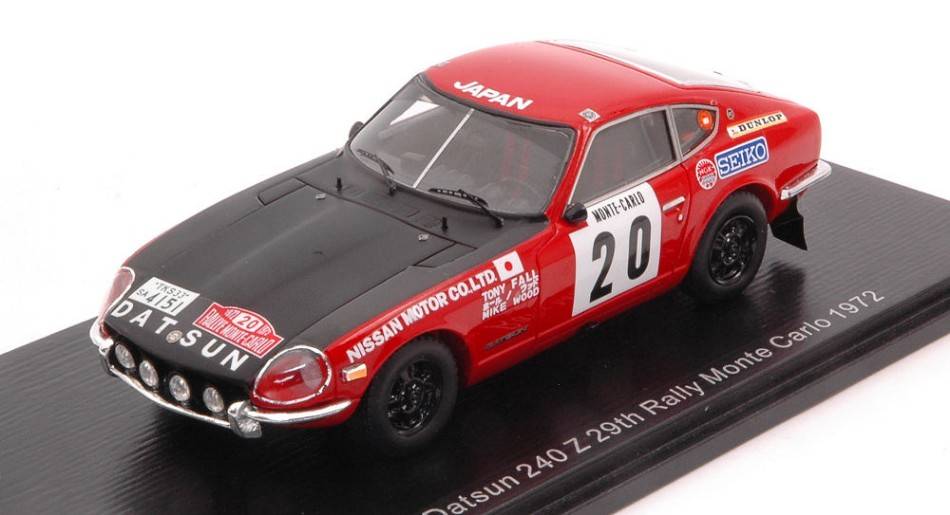 MODELLINO IN SCALA COMPATIBILE CON DATSUN 240 Z N.20 29th MONTE CARLO 1972 T.FALL-M.WOOD 1:43 SPARK MODEL S6284