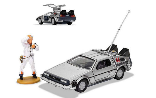 SCALE MODEL COMPATIBLE WITH DE LOREAN BACK TO THE FUTURE AND DOC BROWN FIGURE 1:36 CORGI CC05503