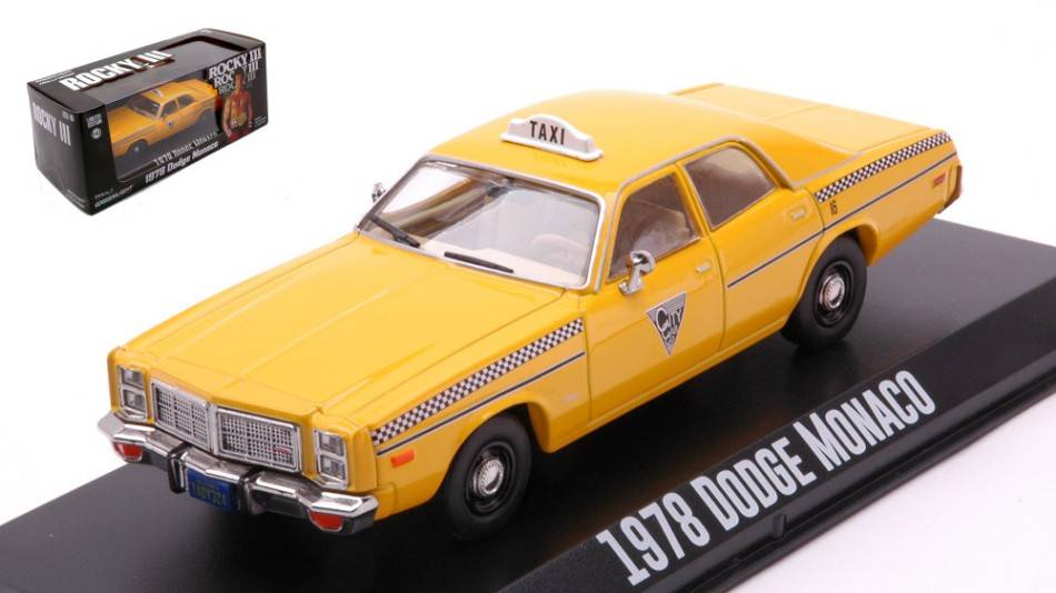 MODELLINO IN SCALA COMPATIBILE CON DODGE MONACO 1978 CITY CAB CO.ROCKY III 1:43 GREENLIGHT GREEN86612