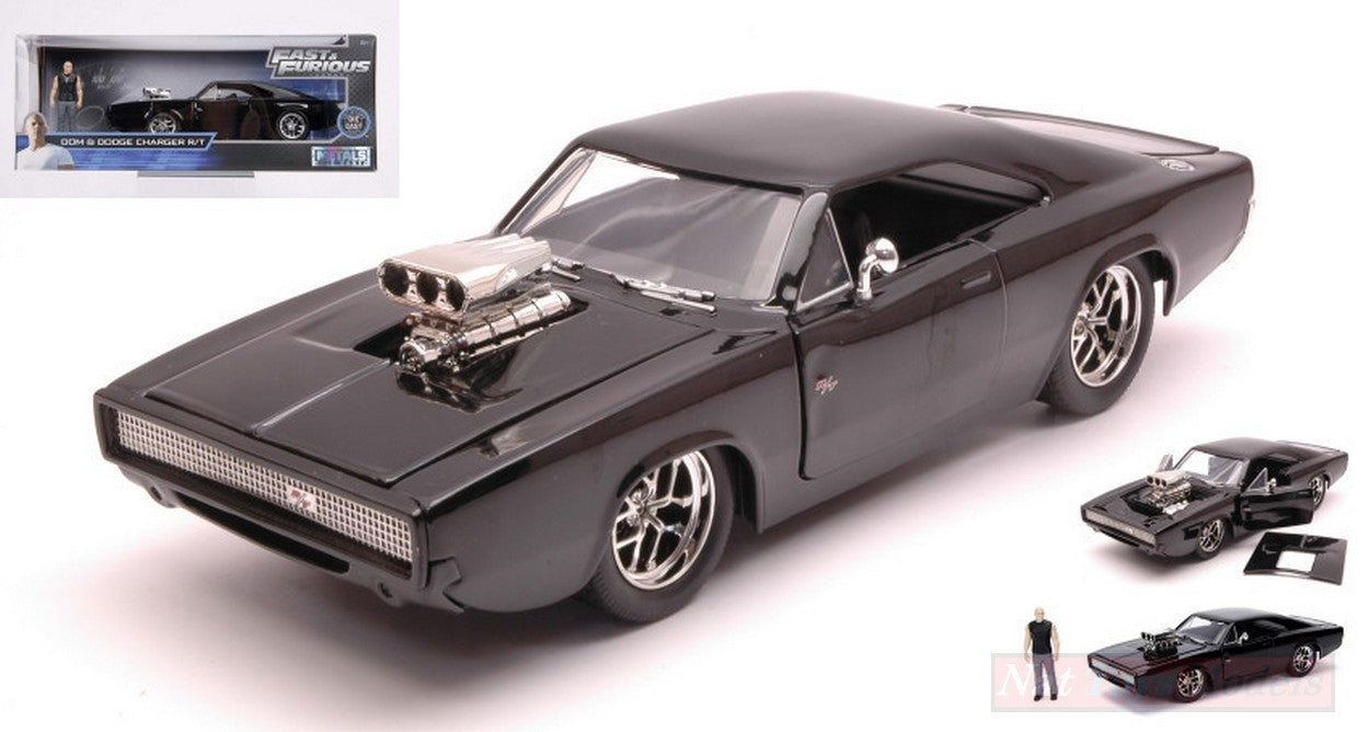 MODELLINO IN SCALA COMPATIBILE CON DOM & DODGE CHARGER R/T BLACK FAST & FURIOUS W/FIGURE 1:24 JADA TOYS JADA30737