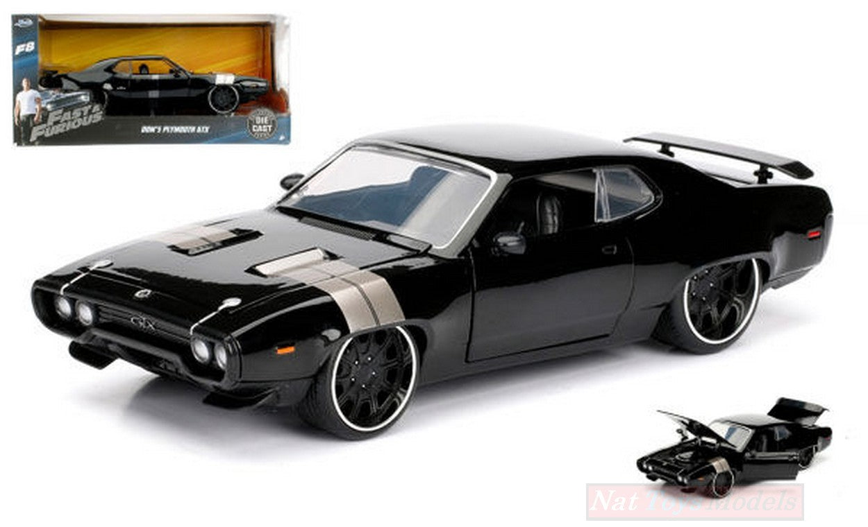 MODELLINO IN SCALA COMPATIBILE CON DOM S PLYMOUTH GTX FAST & FURIOUS 8 BLACK 1:24 JADA TOYS JADA98292