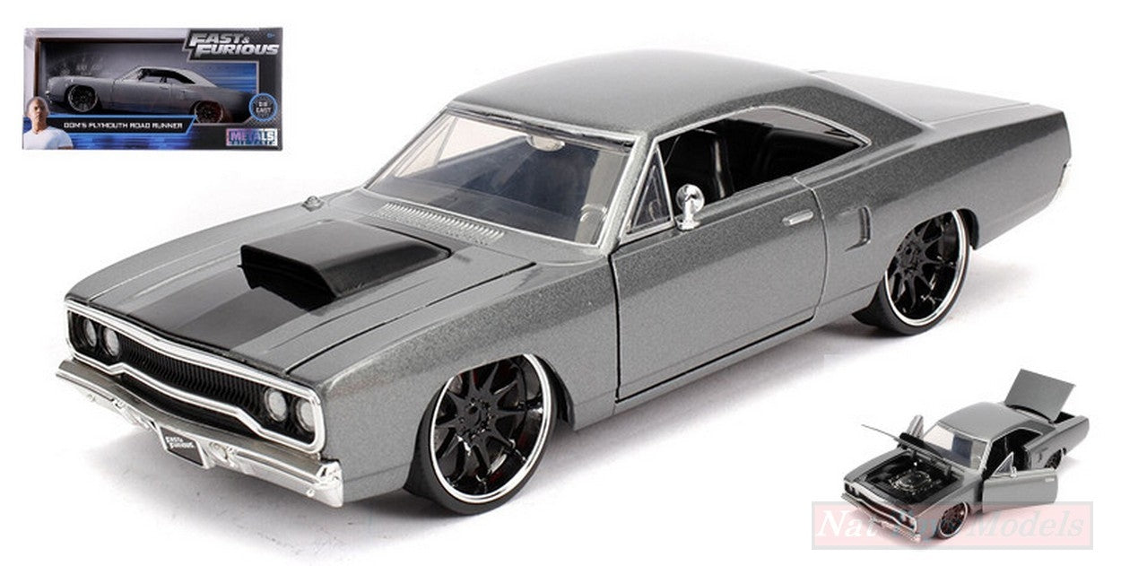 MODELLINO IN SCALA COMPATIBILE CON DOM'S PLYMOUTH ROAD RUNNER FAST & FURIOUS 1:24 JADA TOYS JADA30745