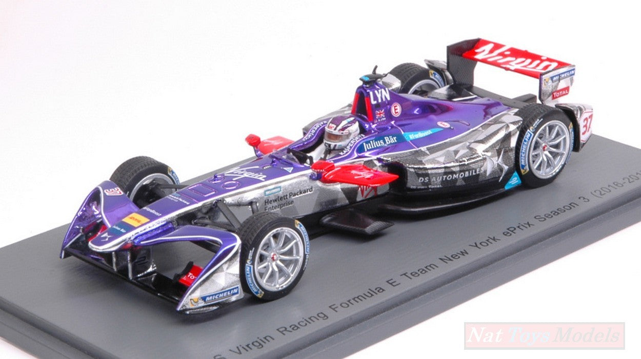 SCALE MODEL COMPATIBLE WITH DS VIRGIN RACING A.LYNN 2017 N.37 Rd9 NEW YORK FORMULA "E" 1:43 SPARK MODEL S5911