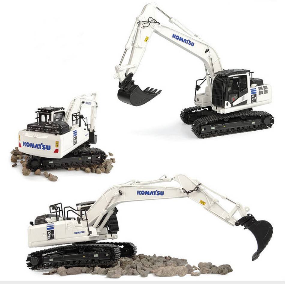 SCALE MODEL COMPATIBLE WITH KOMATSU PC210LC-11 WHITE EDITION 1:50 UNIVERSAL HOBBIES UH8158 EXCAVATOR