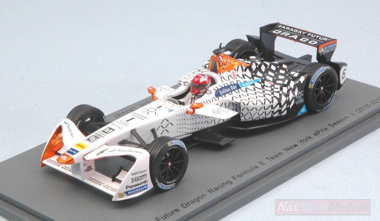 SCALE MODEL COMPATIBLE WITH FARADAY FUTURE L.DUVAL 2017 N.6 Rd9 NEW YORK FORMULA "E" 1:43 SPARK MODEL S5913