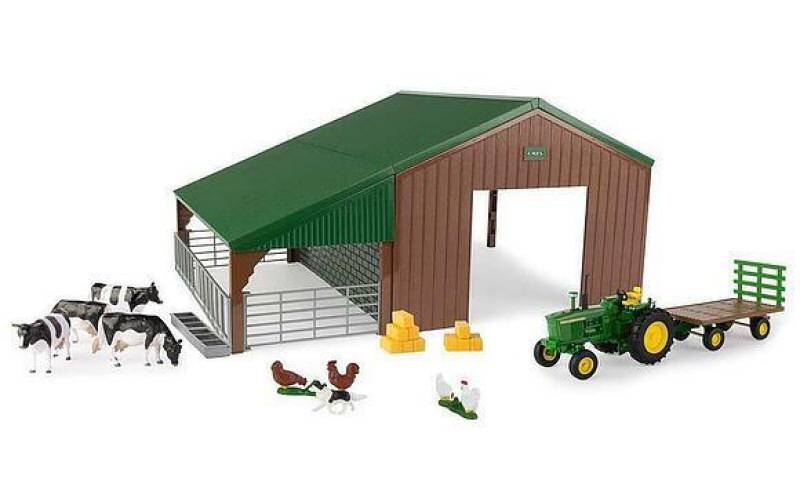 SCALE MODEL COMPATIBLE WITH FARM BUILDING SET WITH JOHN DEERE TRACTOR 1:32 BRITAINS LC47024