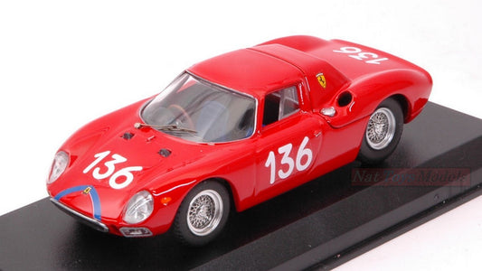 MODELLINO IN SCALA COMPATIBILE CON FERRARI 250 LM N.136 14th TARGA FLORIO 1965 A.NICODEMI-F.LESSONA 1:43 BEST MODEL BT9683