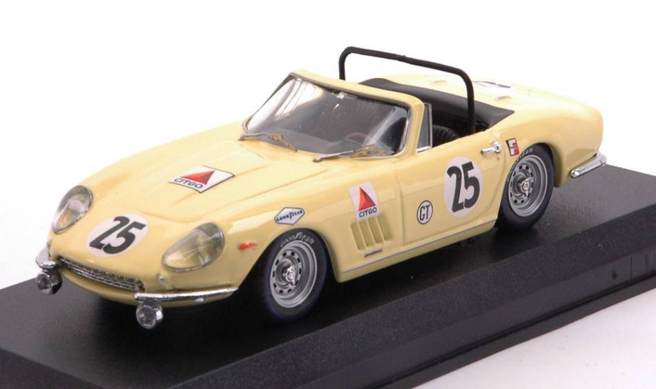 MODELLINO IN SCALA COMPATIBILE CON FERRARI 275 GTB/4 SPYDER N.25 12 H SEBRING 1967 McCLUGGAGE-WINDR.1:43 BEST MODEL BT9127-2