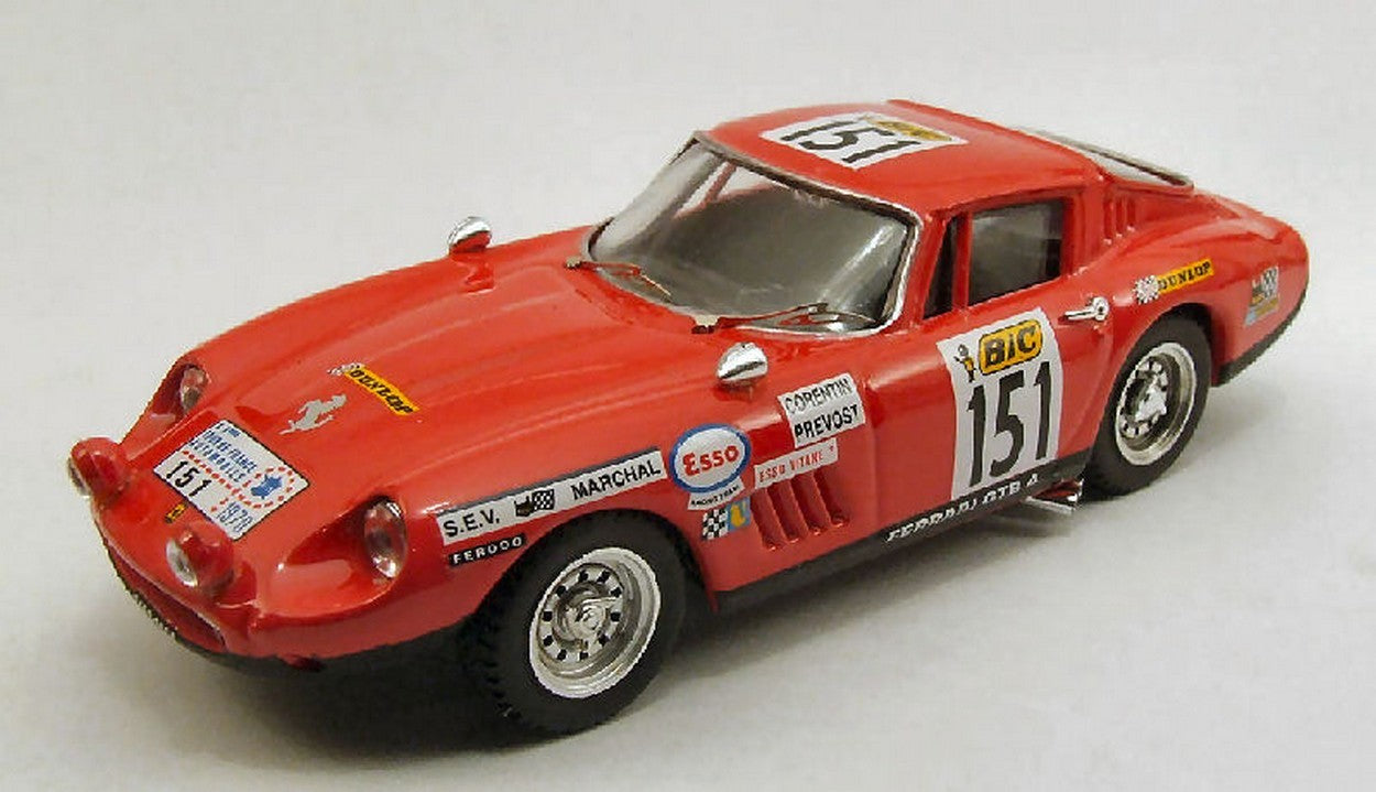 MODELLINO IN SCALA COMPATIBILE CON FERRARI 275 GTB N.151 DISQUAL.TOUR DE FRANCE 1970 CORENTIN-PREVOST 1:43 BEST MODEL BT9383