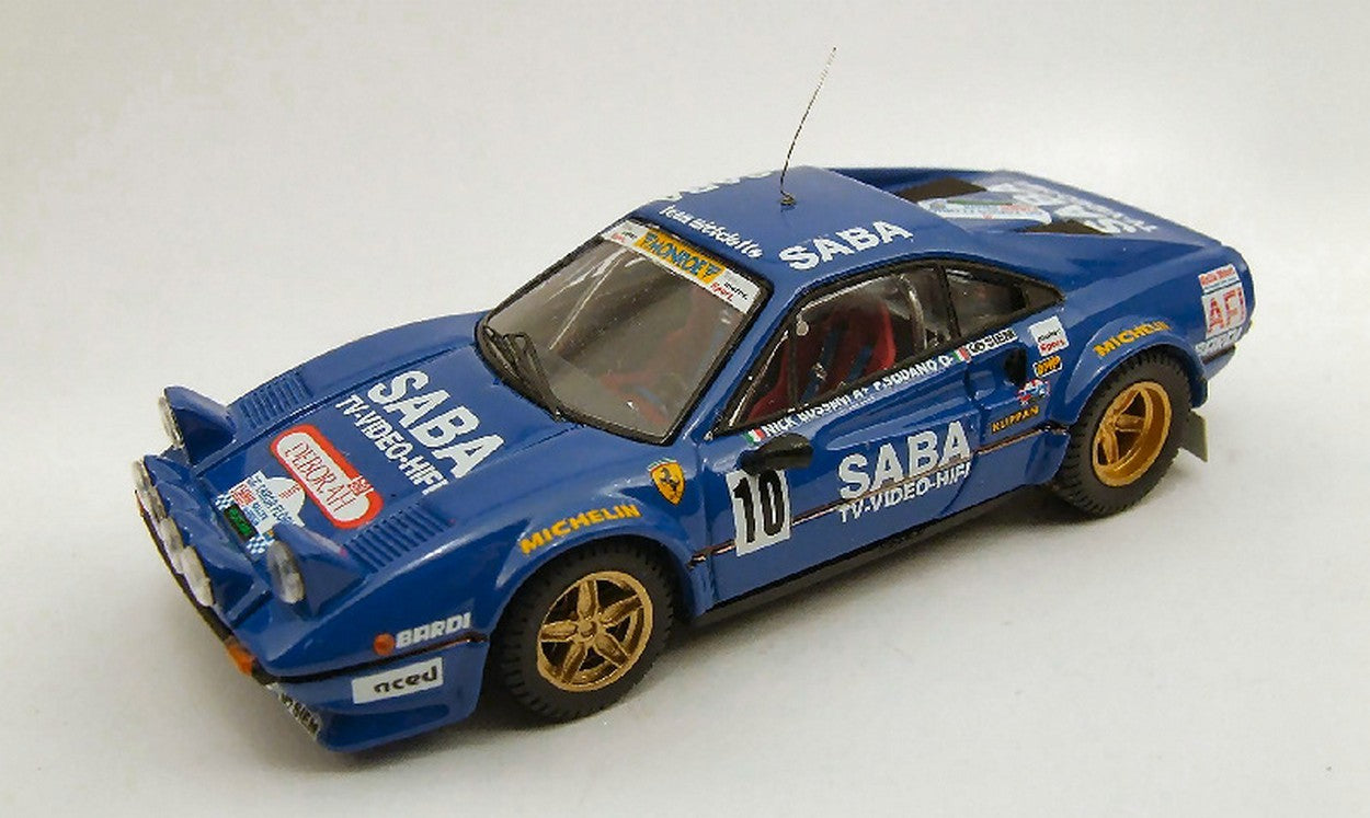 MODELLINO IN SCALA COMPATIBILE CON FERRARI 308 GTB N.10 5th TARGA FL0RIO 1983 N.BUSSENI-P.SODANO 1:43 BEST MODEL BT9355