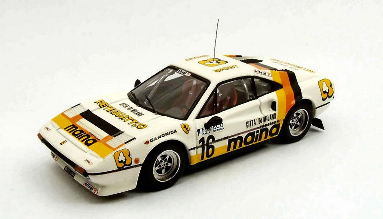 MODELLINO IN SCALA COMPATIBILE CON FERRARI 308 GTB N.16 2nd RALLY DEI LAGHI 1984 1:43 BEST MODEL BT9457