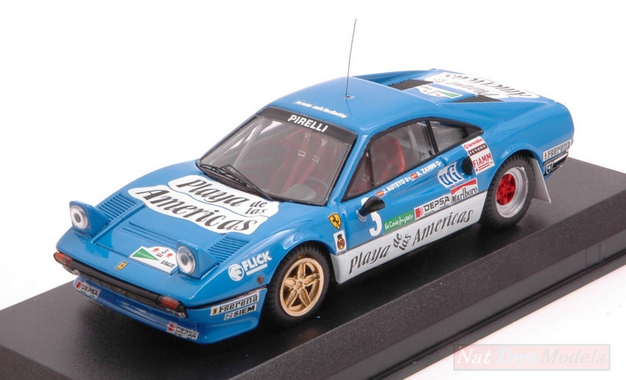 MODELLINO IN SCALA COMPATIBILE CON FERRARI 308 GTB N.3 7th RALLYE CORTE INGLES 1985 A.ZANINI-J.AUTET 1:43 BEST MODEL BT9428-2