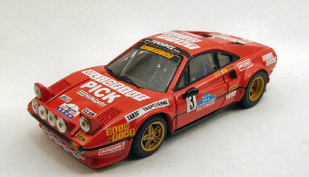 SCALE MODEL COMPATIBLE WITH FERRARI 308 GTB N.3 RETIRED TARGA FLORIO 1980 ANDRUET-BICHE 1:43 BEST MODEL BT9376