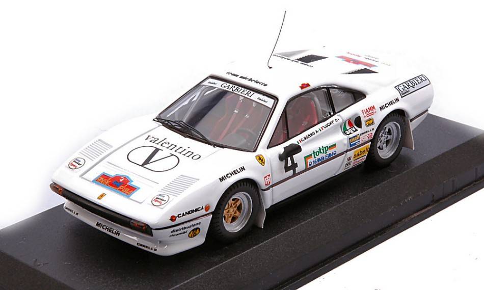 SCALE MODEL COMPATIBLE WITH FERRARI 308 GTB N.4 RALLY ELBA 1984 "LUCKY"-BERRO 1:43 BEST MODEL BT9846