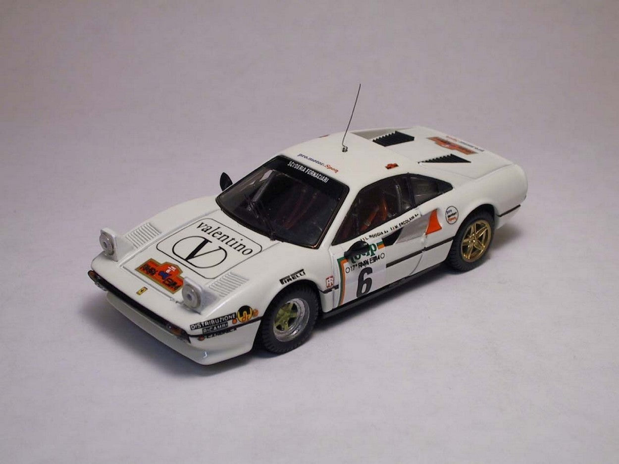 MODELLINO IN SCALA COMPATIBILE CON FERRARI 308 GTB N.6 6th RALLY ELBA 1985 ERCOLANI-ROGGIA 1:43 BEST MODEL BT9207