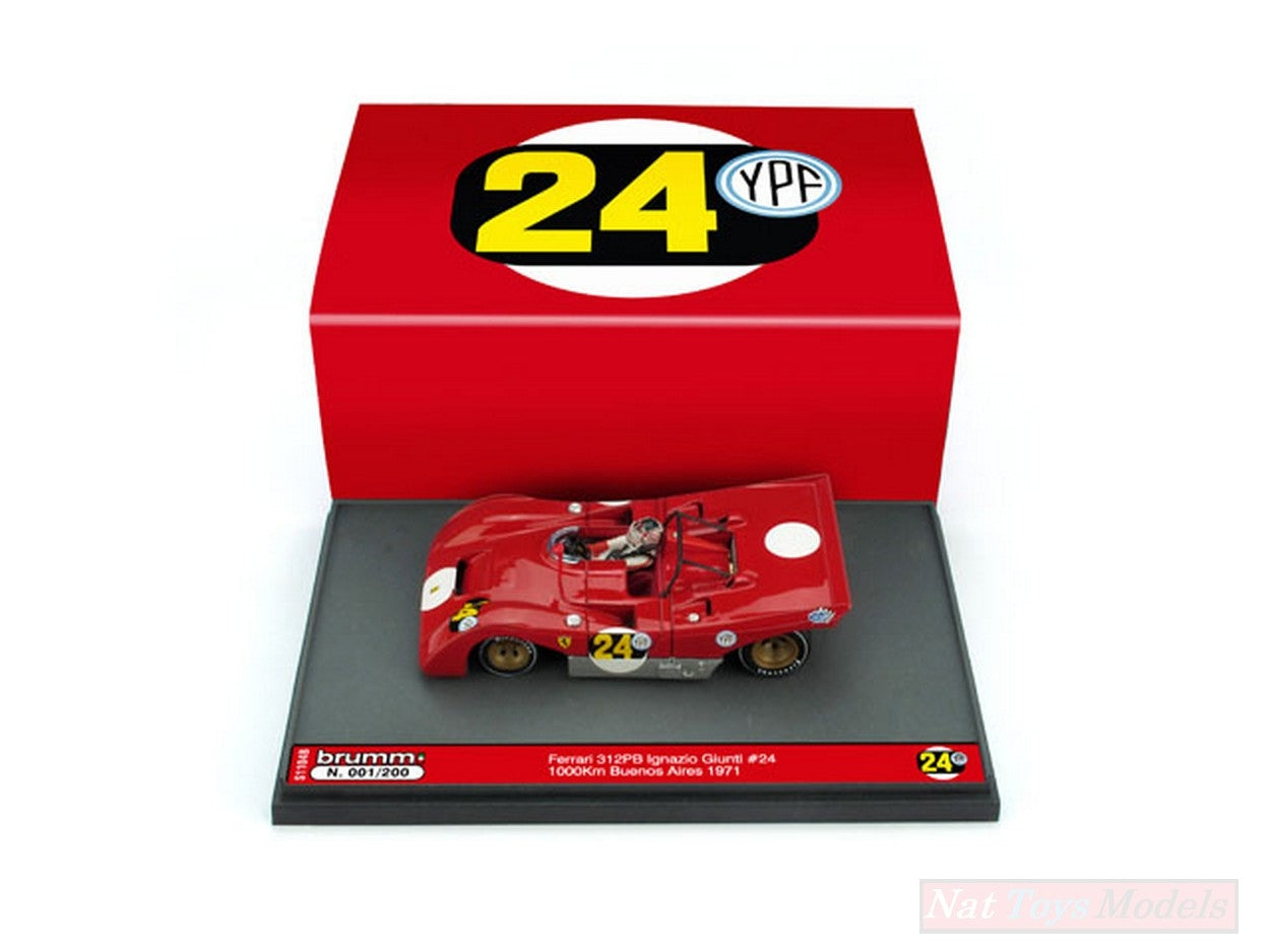 MODELLINO IN SCALA COMPATIBILE CON FERRARI 312 PB N.24 1000 KM BUENOS AIRES 1971 I.GIUNTI 1:43 BRUMM BMS1104B