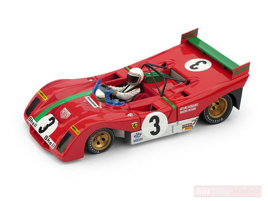 MODELE REDUIT COMPATIBLE AVEC FERRARI 312 PB N.3 WINNER TARGA FLORIO 1972 W/S.MUNARI 1:43 BRUMM BM0261B-CHS