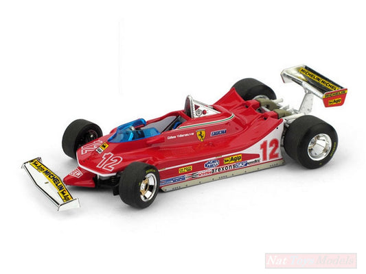 MODELLINO IN SCALA COMPATIBILE CON FERRARI 312 T4 G.VILLENEUVE 1979 N.12 2nd FRANCE GP RUOTE STERZANTI 1:43 BRUMM BM0512-RS