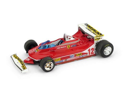 MODELLINO IN SCALA COMPATIBILE CON FERRARI 312 T4 G.VILLENEUVE 1979 N.12 PROVE ALETTONE USA OVEST GP 1:43 BRUMM BM0578B