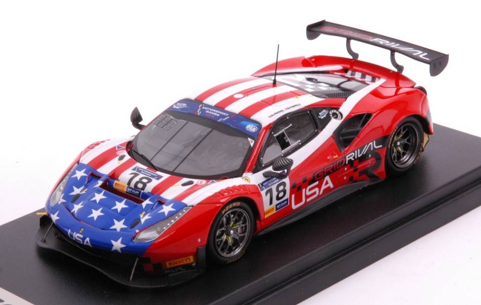 MODELLINO IN SCALA COMPATIBILE CON FERRARI 488 GT3 N.18 8th TEAM USA VALLEL.2019 PUMP./FERR.1:43 LOOKSMART LSRC078