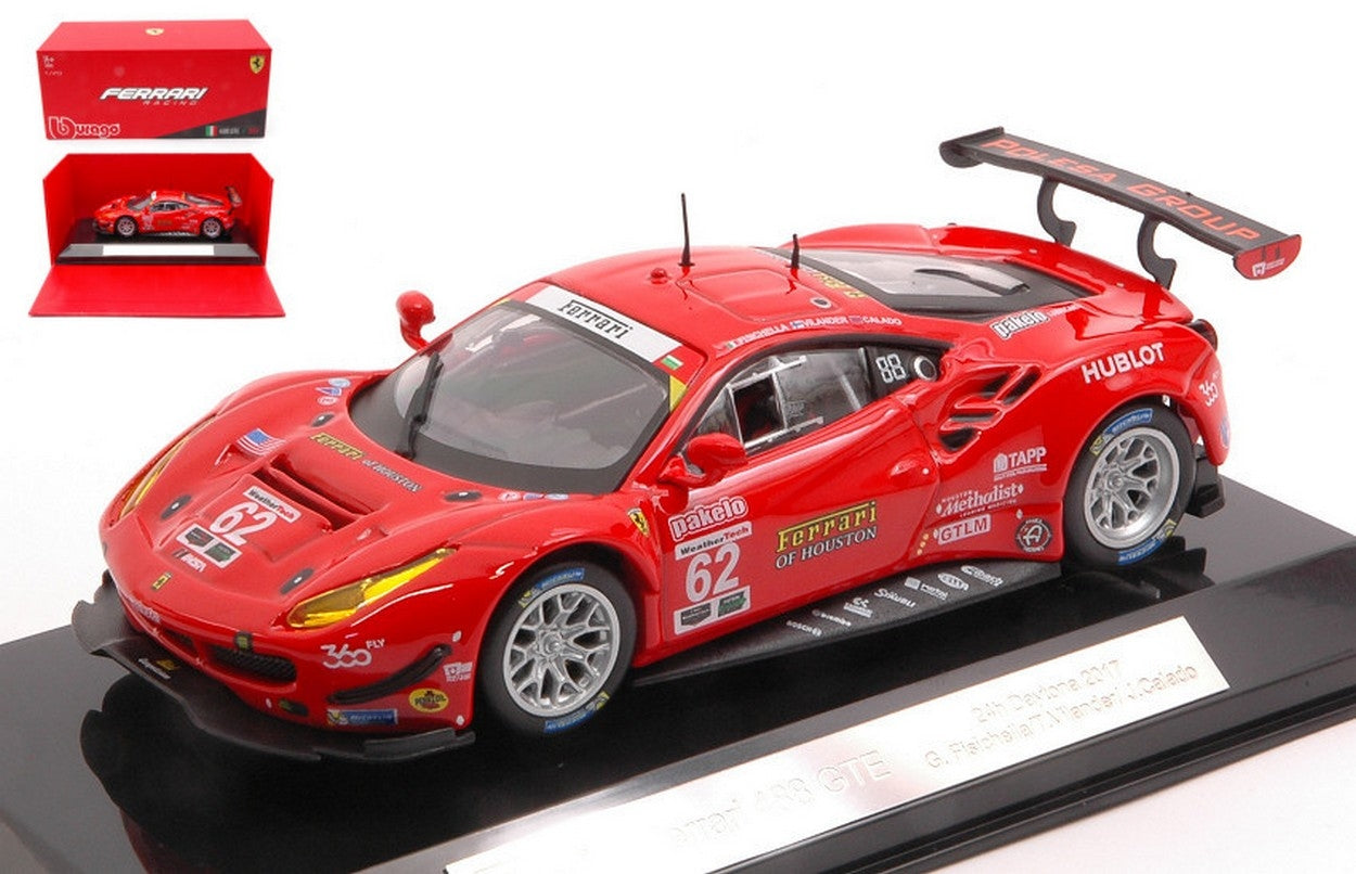 SCALE MODEL COMPATIBLE WITH FERRARI 488 GTE V8 TEAM RISI N.62 24h DAYT.2017 VIL.-FISICH.-CALADO 1:43 BURAGO BU36301