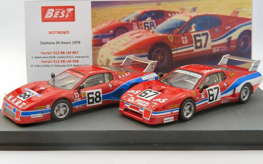 MODELLINO IN SCALA COMPATIBILE CON FERRARI 512 BB LM N.67+68 24 H DAYTONA 1979 Ed.Lim.PCS 78 1:43 BEST MODEL BT9826-D