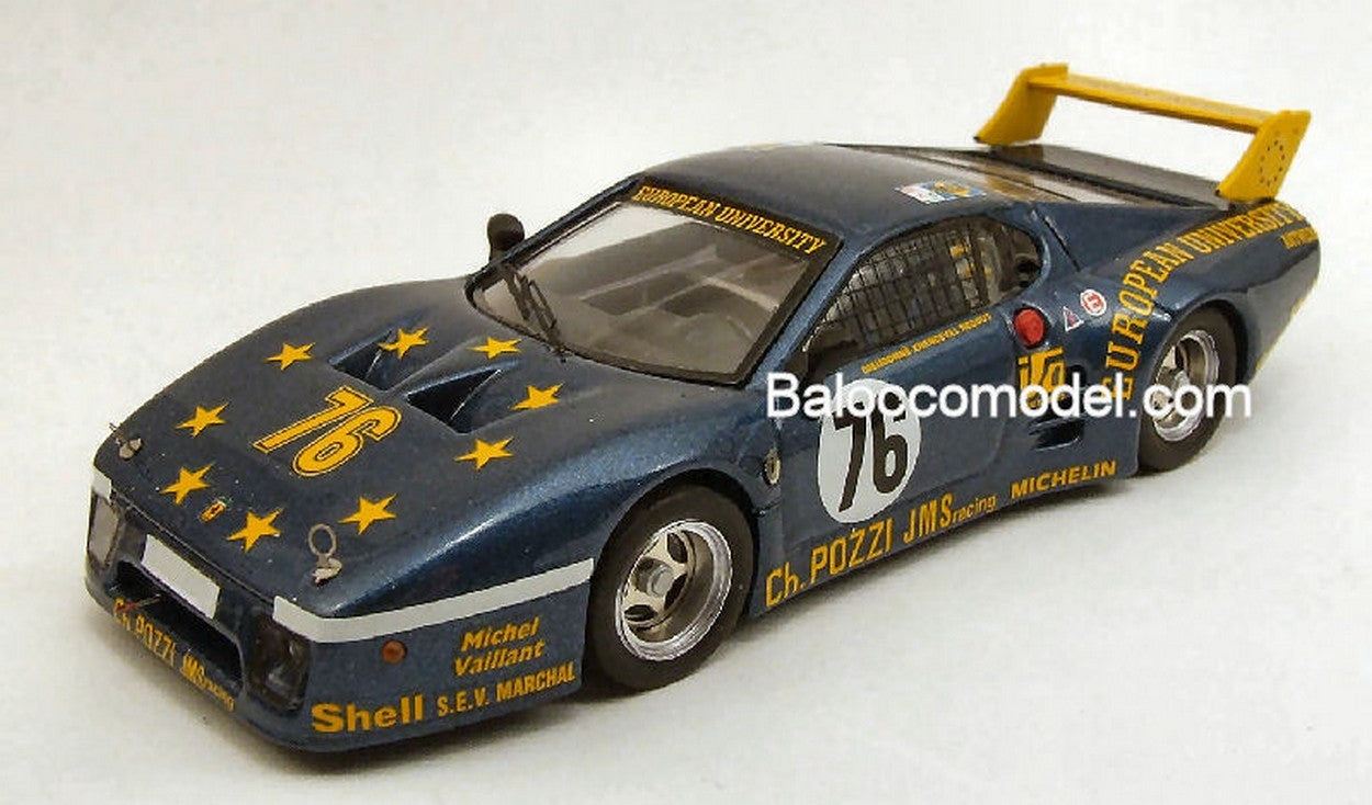 MODELLINO IN SCALA COMPATIBILE CON FERRARI 512 BB N.76 10th LM 1980 XHENCEVAL-DIEUDONNE -REGOUT 1:43 BEST MODEL BT9364