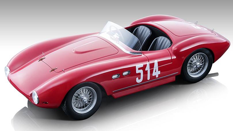 MODELLINO IN SCALA COMPATIBILE CON FERRARI 735S N.514 166MM SPYDER MILLE MIGLIA 1954 CACCIARI/MASON 1:18 TECNOMODEL TMD18246D