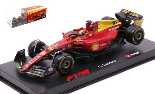 MODELE REDUIT COMPATIBLE AVEC FERRARI F1-75 N.16 CHARLES LECLERC MONZA 2022 75th ANNIV.W/CASQUE 1:43 BURAGO BU36831LM