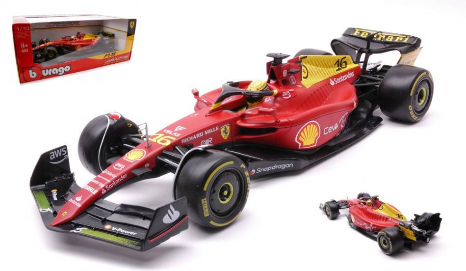 SCALE MODEL COMPATIBLE WITH FERRARI F1-75 N.16 C.LECLERC MONZA 2022 75th ANNIV.W/HELMET 1:18 BURAGO BU16811LM