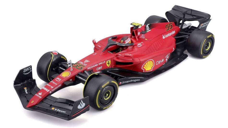 SCALE MODEL COMPATIBLE WITH FERRARI F1-75 N.55 2022 CARLOS SAINZ 1:18 BURAGO BU16811S