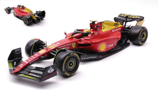 SCALE MODEL COMPATIBLE WITH FERRARI F1-75 N.55 CARLOS SAINZ MONZA 2022 75th ANNIV.W/HELMET 1:18 BURAGO BU16811SM