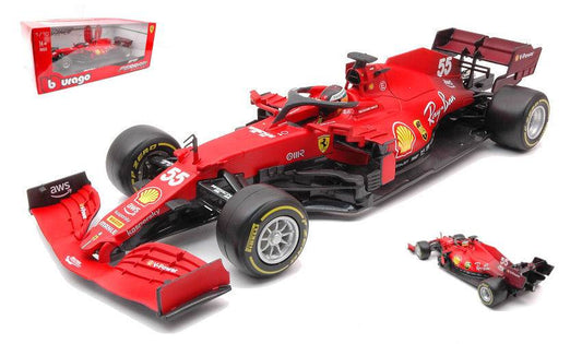 SCALE MODEL COMPATIBLE WITH FERRARI F1 SF21 N.55 2021 CARLOS SAINZ 1:18 BURAGO BU16809S