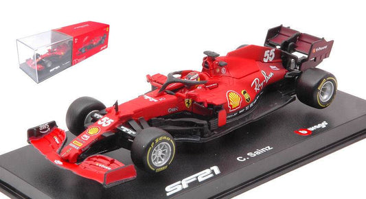 SCALE MODEL COMPATIBLE WITH FERRARI F1 SF21 N.55 2021 CARLOS SAINZ SIGNATURE 1:43 BURAGO BU36828S