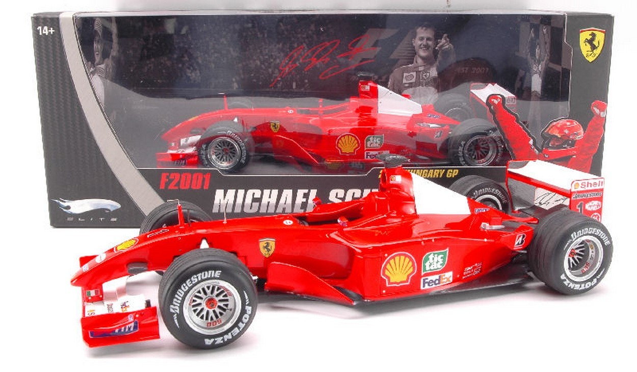 SCALE MODEL COMPATIBLE WITH FERRARI F2001 M.SCHUMACHER 2001 N.1 WINN. HUNGARY GP WORLD CHAMPION 1:18 HOT WHEELS HWN2075