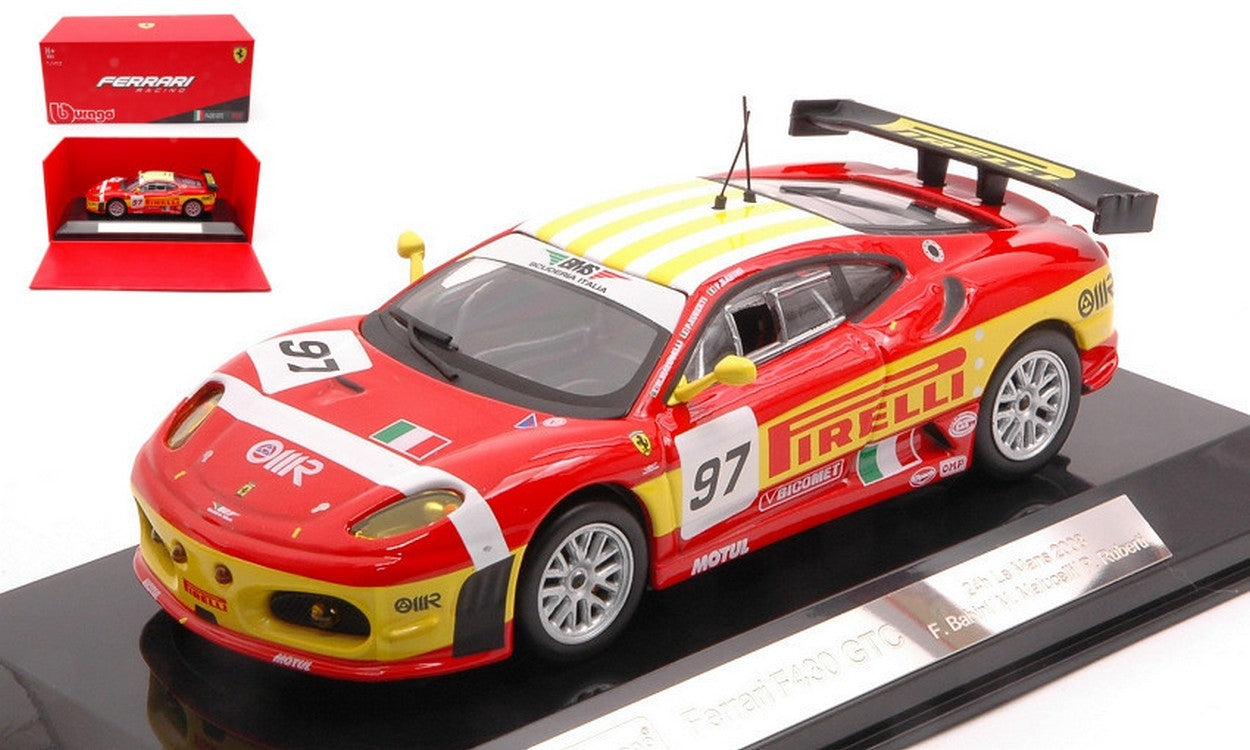 MODÈLE RÉDUIT COMPATIBLE AVEC FERRARI F430GT N.97 BMS SCUD.ITALIA 2ème LMGT2 2008 MALUC.-RUB.-BAB.1:43 BURAGO BU36303