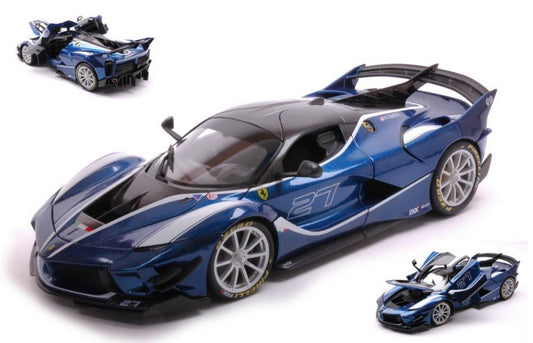 MODELLINO IN SCALA COMPATIBILE CON FERRARI FXX-K EVO N.27 BLUE 1:18 BURAGO BU16012B