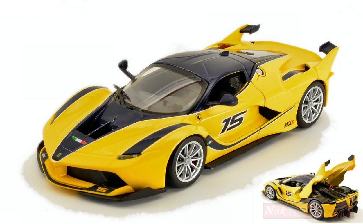 MODELLINO IN SCALA COMPATIBILE CON FERRARI FXX K (KERS) 2014 N.15 YELLOW 1:24 BURAGO BU26301Y