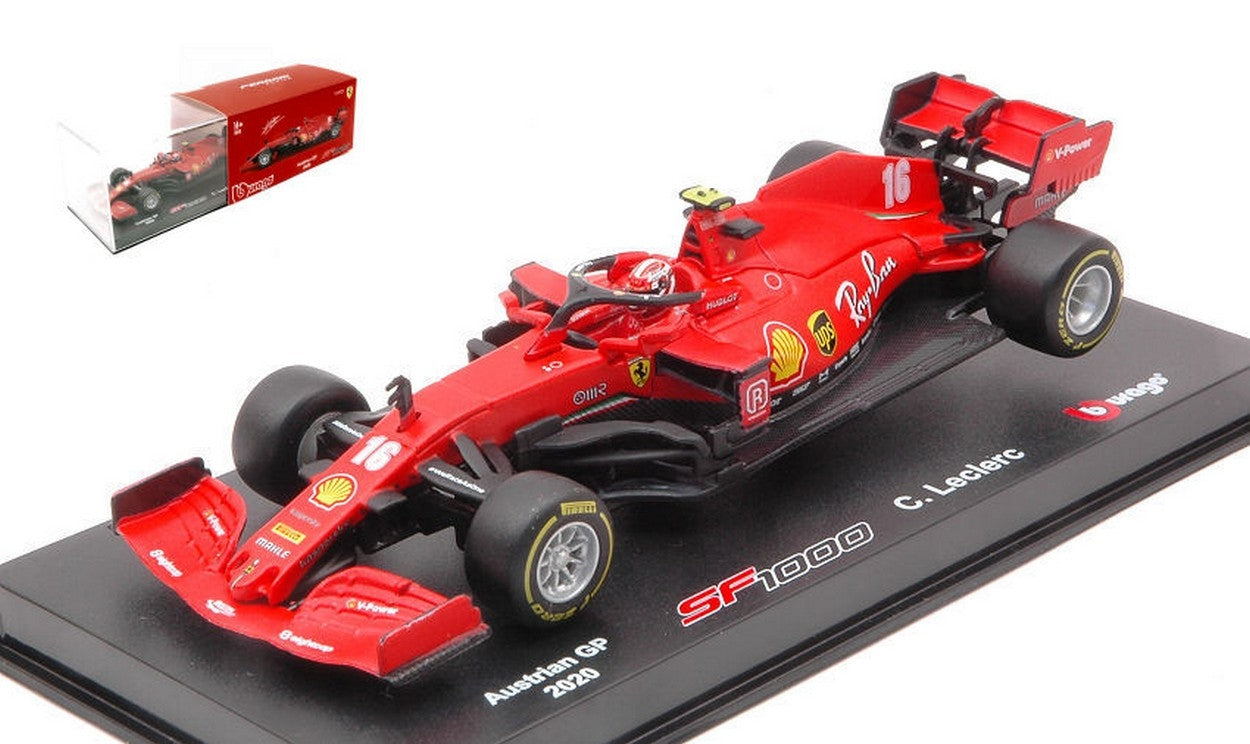 MODELLINO IN SCALA COMPATIBILE CON FERRARI SF1000 CHARLES LECLERC 2020 N.16 AUSTRIAN GP SIGNATURE 1:43 BURAGO BU36819L