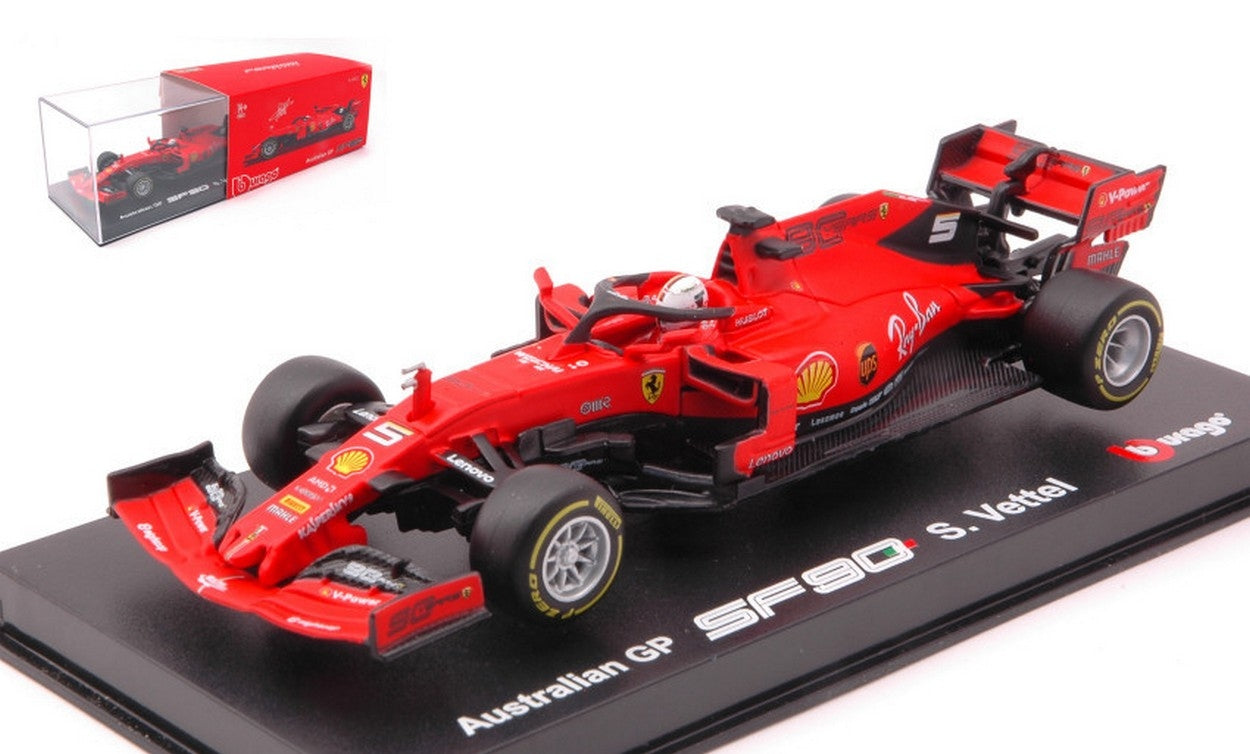 modellino in  SCALA COMPATIBILE CON FERRARI SF90 SEBASTIAN VETTEL 2019 N.5 AUSTRALIAN GP SIGNATURE 1:43 BURAGO BU36814V