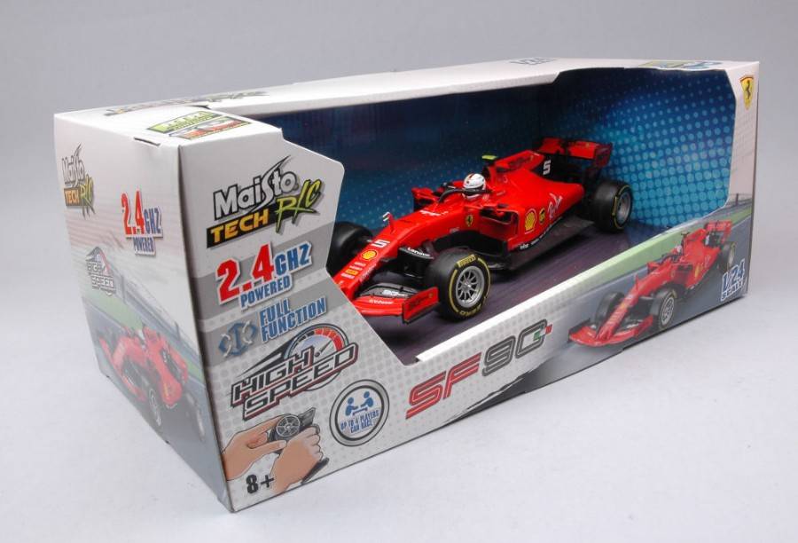 MODELLINO IN SCALA COMPATIBILE CON FERRARI SF90 SEBASTIAN VETTEL 2019 N.5 RADIOCOMANDO 1:24 MAISTO MI82353