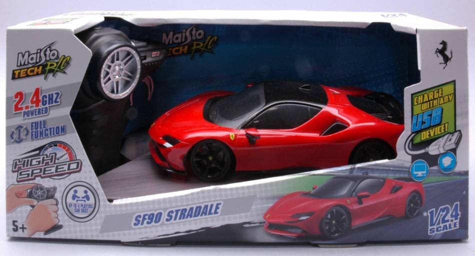 MODÈLE RÉDUIT COMPATIBLE AVEC RADIOCOMMANDE ROUTIÈRE FERRARI SF90 1:24 MAISTO MI82334