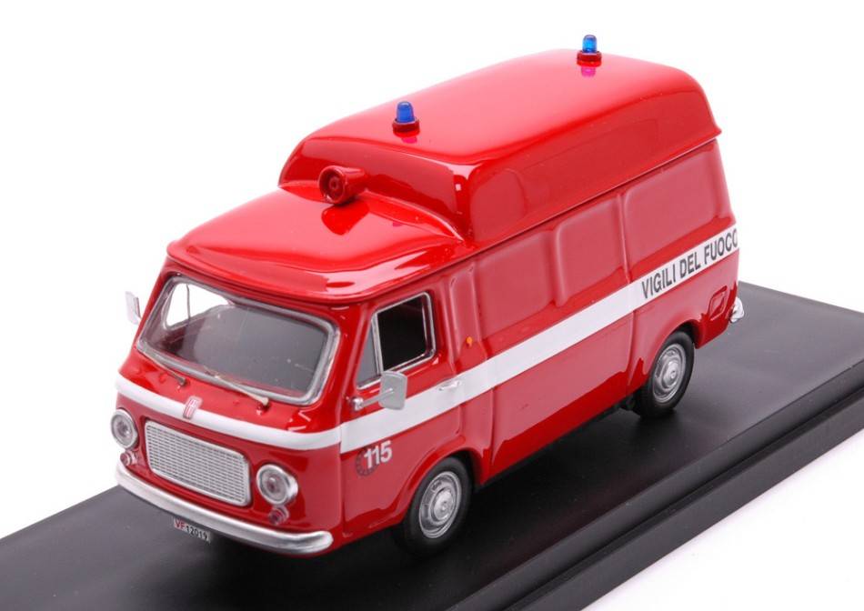 SCALE MODEL COMPATIBLE WITH FIAR 238 Ambulance Fire Brigade HIGH ROOF 1970 1:43 RIO RI4700