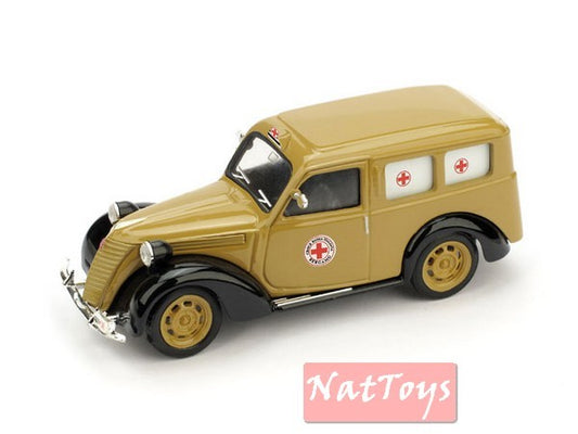 SCALE MODEL COMPATIBLE WITH FIAT 1100 AND RED CROSS BERGAMO 1:43 BRUMM BM0179C