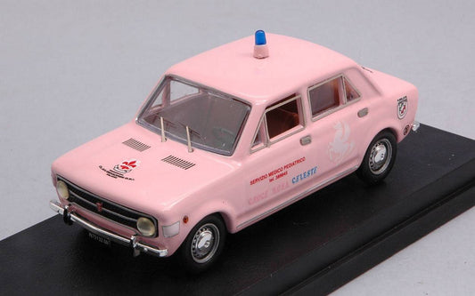 SCALE MODEL COMPATIBLE WITH FIAT 128 4 DOORS CELESTIAL RED CROSS 1971 1:43 RIO RI4348