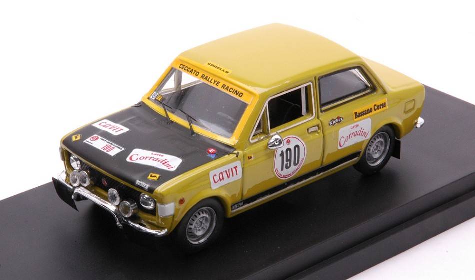 SCALE MODEL COMPATIBLE WITH FIAT 128 RALLY N.190 RALLY SAN MARTINO DI CASTROZZA 1972 A.BETTEGA 1:43 RIO RI4695