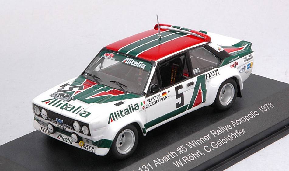 MODÈLE RÉDUIT COMPATIBLE AVEC FIAT 131 ABARTH N.5 VAINQUEUR RALLYE ACROPOLE 1978 ROHRL-GEISTDORFER 1:43 CMR WRC022