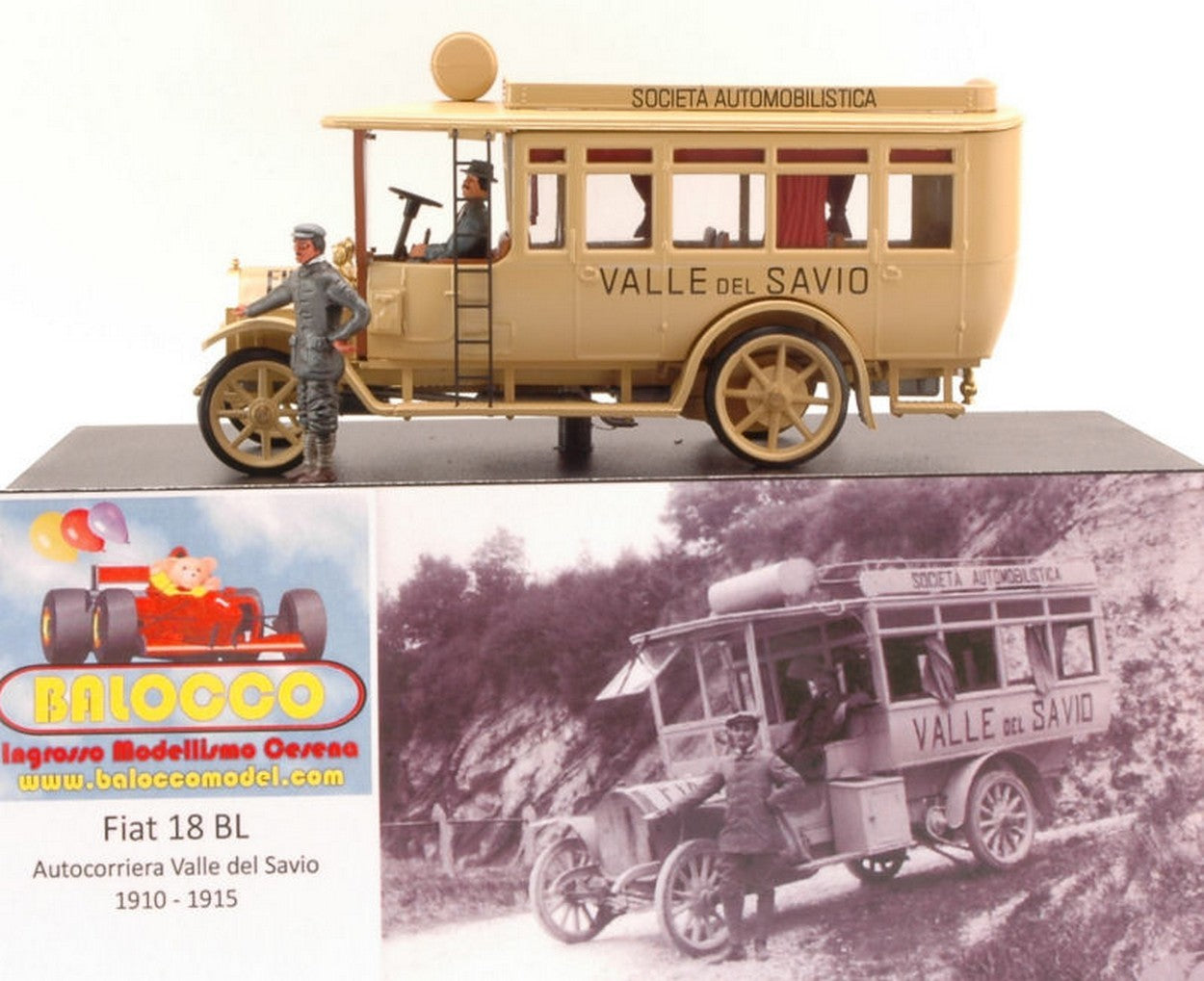 SCALE MODEL COMPATIBLE WITH FIAT 18BL AUTOCORRIERA VALLESAVIO 1910-1915 ED.LIM.PCS 50 1:43 BALOCCO RIBAL01