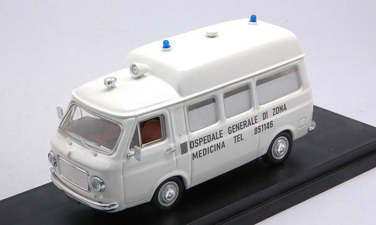 SCALE MODEL COMPATIBLE WITH FIAT 238 AMBULANCE BOLOGNA STATION 08/14/1980 10.25 AM 1.43 AM RIO RI4633