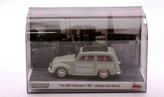 SCALE MODEL COMPATIBLE WITH FIAT 500C BELVEDERE DOGANA DI SAN MARINO 1:43 BRUMM BMS2212